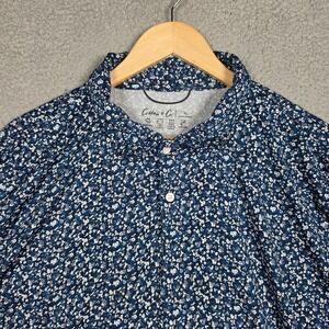 Cotton And Co Polo Shirt Mens Size XL Dark Floral Brethable 4 Way Stretch Slim